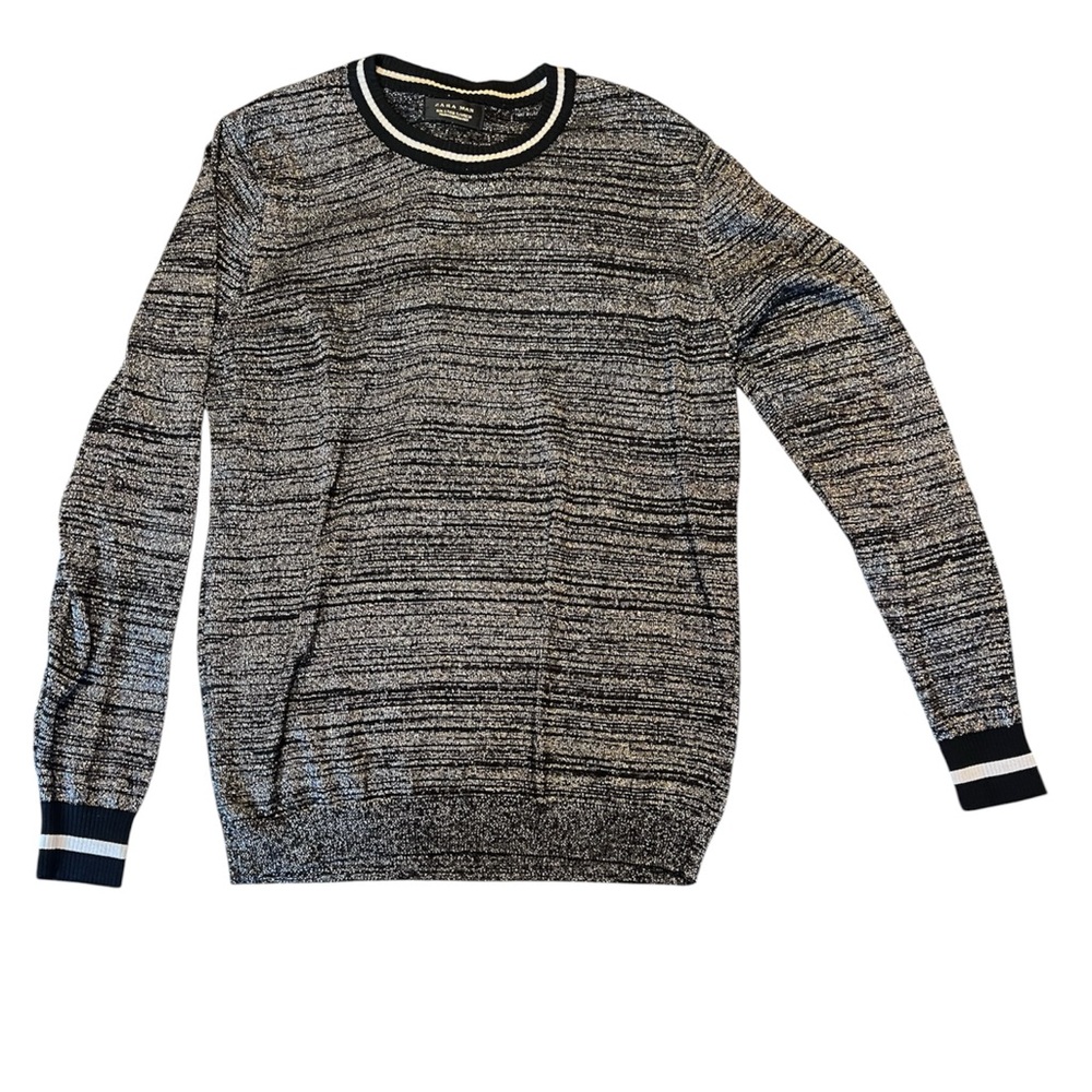 Zara Men's metallic Silver Crewneck Sweater